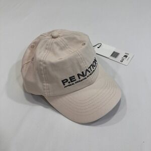 P.E Nation Homage Cap Mens OSFA Cream Embroidered Logo Hat | Athleisure